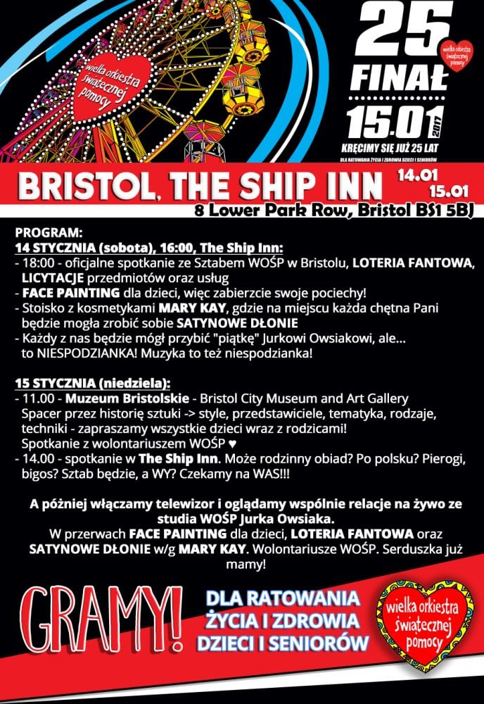 Plakat Finał WOŚP w Bristolu