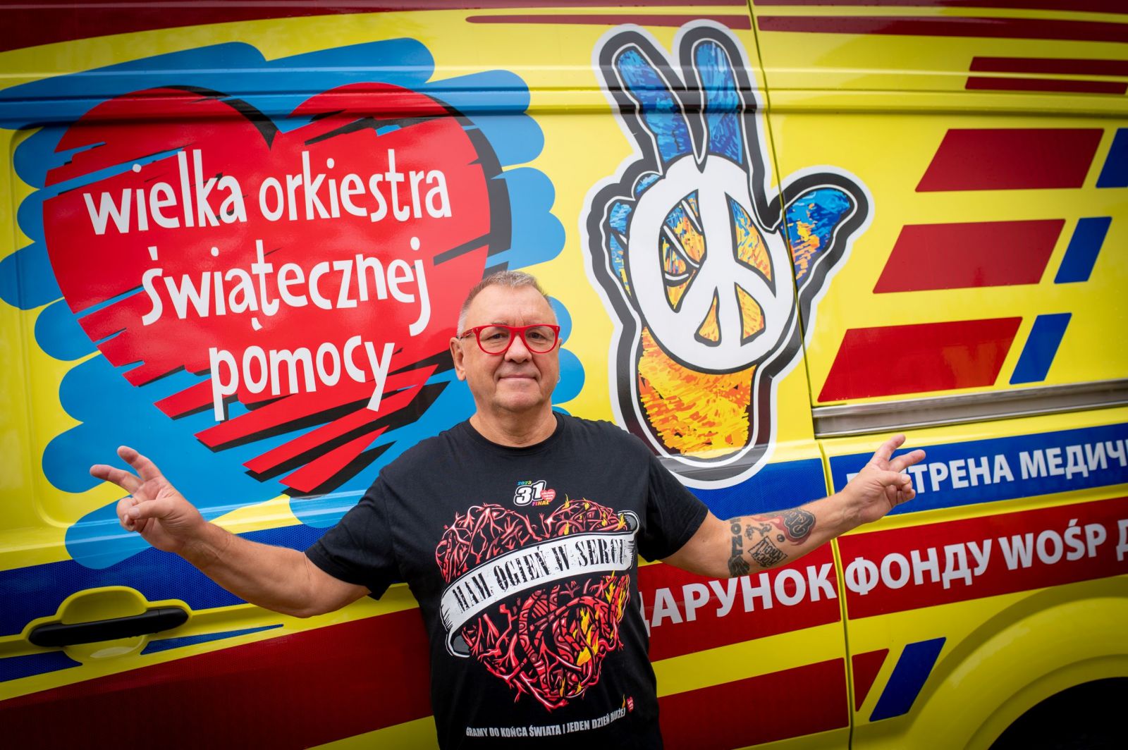 Jurek Owsiak and the ambulance for Kharkiv, photo: Łukasz Widziszowski